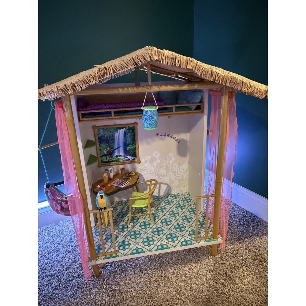American Girl Doll Lea's Rainforest Tree House Hut Tropical Retired 2016 Tiki